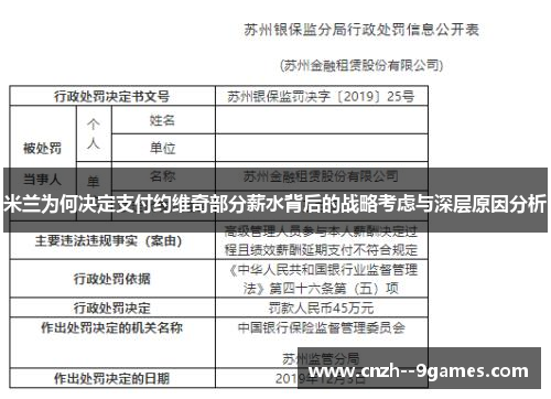 米兰为何决定支付约维奇部分薪水背后的战略考虑与深层原因分析